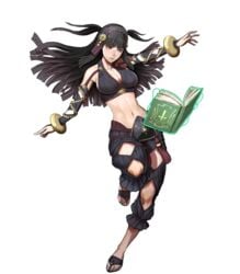 1girls bangs bare_midriff biggitybiggitybig black_eyes black_hair book cleavage edit fire_emblem fire_emblem_fates fire_emblem_heroes large_breasts long_hair magic nintendo official_art rhajat_(fire_emblem) sideboob solo transparent_background