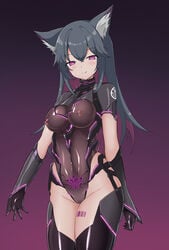 1girls arknights barcode big_breasts breasts clothing nipple_bulge nipple_piercing nipples nipples_visible_through_clothing piercing pubic_tattoo pussy_visible_through_clothes see-through texas_(arknights) thick_thighs thighhighs thighs wolf wolf_ears wolf_tail wonder_turkey