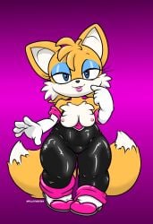 1girls cosplay costume elbow_gloves eyeshadow female fox furry genderswap_(mtf) gloves latex lipstick looking_at_viewer nipples pillothestar rouge_the_bat_(cosplay) sega solo_female sonic_(series) sonic_the_hedgehog_(series) tail tails yiff