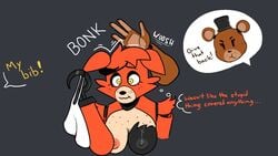 bib bonk_(sound_effect) breasts female female_focus female_only five_nights_at_freddy's foxy_(fnaf) freddy_(fnaf) genderswap_(mtf) nipples rule_63 zhenai