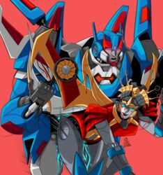 1boy 1girls alien alien_girl blue_eyes creampie cum cum_drip cum_in_pussy cum_inside female machine male penetration purple_eyes red_background robot robot_girl scribbler sex simple_background starscream straight thick_thighs transformers transformers_idw windblade wings