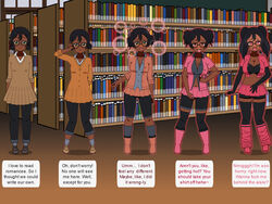 ankle_socks anklehighs ass_expansion bimbo bimbofication bimbofied black_hair black_loafers black_socks blue_socks blush blushing brain_drain brainwashed brainwashing breast_expansion brown_loafers cleavage clothed clothed_female clothing dark-skinned_female elbow_gloves female glasses horny horny_female kisekae knee_socks kneehighs kneesocks large_ass large_breasts loafers loose_socks mercuryvert mind_control miniskirt mouth_open personality_change pink_socks shoes short_hair skirt socks socks_and_shoes thigh_socks thighhighs tongue tongue_out transformation transformation_sequence two_socks_on