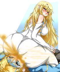 2girls ass_on_face big_ass big_butt blonde_hair blue_eyes blush breath_of_the_wild butt disgusted elf_ears facesitting fart fart_cloud fart_fetish fart_torture farting farting_in_face female_only lazei looking_back multiple_girls nintendo pointy_ears princess_zelda rear_view skyward_sword smile tears the_legend_of_zelda zelda_(breath_of_the_wild) zelda_(skyward_sword)