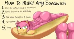 1girls amy_rose ass background bread bubble_ass bubble_butt buns butt cookingart1986 female female_only hedgehog inkbunny laying_down lying_down naked nude nude_female pink_fur pink_hair sega sonic_(series) sonic_team sonic_the_hedgehog_(series) yellow_background