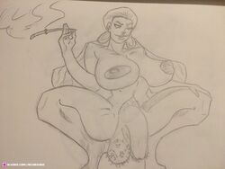 1futa areolae balls big_ass big_balls big_breasts big_penis breasts flaccid futa_milf futa_only futanari hairy_balls huge_breasts human mature milf monochrome nipples nude penis pinup pubic_hair shadowfiend squatting theshadowfiendart traditional_media_(artwork)