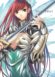 breasts cleavage female female_focus female_only large_breasts long_hair looking_at_viewer rannou red_eyes red_hair sole_female solo solo_female solo_focus sword tagme weapon