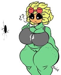 1girls big_breasts black_sclera bottomless breasts cumlord cumlord_(artist) glory_hole just_coffee plant_girl plantie plants_vs_zombies plants_vs_zombies:_heroes pussy solar_flare_(pvz) sunflower tagme