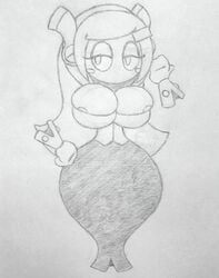 ass bedroom_eyes big_ass big_breasts breasts clothed dress hourglass_figure kirby_(series) kirby_planet_robobot kirby_star_allies monochrome mouthless mouthless_female nintendo sr64 susanna_patrya_haltmann susie_(kirby) thick_thighs tight_clothing traditional_media_(artwork)