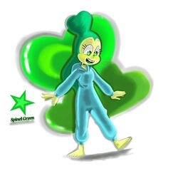 1girls anthro blue_clothing fan_character female female_only green_eyes green_hair green_skin greenarts long_hair original_character pajamas solo spinel_(steven_universe) spinel_green steven_universe