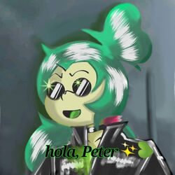 anthro doctor_octopus glasses green_hair green_skin greenarts jacket marvel meme shiny spinel_(steven_universe) spinel_green steven_universe