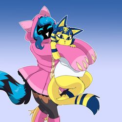 animal_crossing ankha blazblue bluueygooey borrowed_character busty curvy cute feline female kaka_(blazblue) neko nekomata nekomimi nintendo original_character zaiyakaka