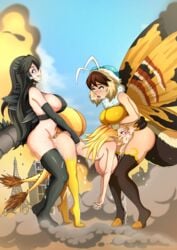 1girls 2futas ass_grab balls big_breasts black_hair blonde_hair blue_eyes breasts cum cum_in_mouth cum_in_pussy cum_inside dragon_girl female futa_on_female futadom futanari genderswap godzilla godzilla_(series) hair_grab head_grab human humanoid interspecies kaiju_girl kaiju_girls_(webcomic) king_ghidorah light-skinned_female light-skinned_futanari light_skin long_hair monster_girl moth_girl mothra mothra_(series) pale_skin penis queen_ghidorah rape red_eyes sex_from_behind short_hair skindentation spitroast standing standing_sex the_dark_mangaka thighhighs threesome