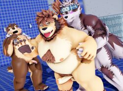 abs accessory anal anal_sex anthro anthro_on_anthro anthro_penetrated anthro_penetrating anthro_penetrating_anthro balls bara barazoku canid canine canis duo felid genitals hi_res horkeukamui kemono lifewonders lion male male/male male_penetrated male_penetrating male_penetrating_male malicekira mammal mmd moritaka muscular muscular_anthro muscular_male nipples overweight pantherine pawpads penetration penis public ross_(rossciaco) sex shocked shower tokyo_afterschool_summoners video_games