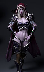 3d blonde_hair dark_ranger darken_den female female_focus female_solo red_eyes sylvanas_windrunner undead_(warcraft) warcraft world_of_warcraft