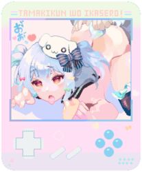 ahe_gao anal ass ass_up blue_hair crossover femboy inuyama_tamaki kayoluha noripro otoko_no_ko pastel pixel_art red_eyes tongue_out transparent_background trap virtual_youtuber