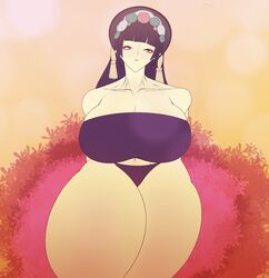 big_breasts cleavage dragonbreaker genshin_impact huge_thighs hyper_thighs nipple_bulge solo thick_thighs thighs yun_jin_(genshin_impact)