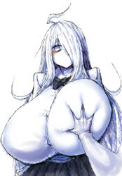 2b213 big_breasts blush breast_grab breast_squeeze breast_squish hand_on_breast huge_breasts large_breasts looking_at_viewer mei_(2b213) tagme