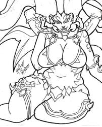 1girls 4_arms bare_midriff bare_shoulders barely_clothed big_breasts bikini bikini_armor black_and_white breasts busty chubby_female cleavage darksiders darksiders_genesis demon demon_girl demon_horns demoness dis_(darksiders) horns large_breasts lipstick_mark midriff multi_arm multi_limb partially_clothed piercing plain_background simple_background sketch smile smiling smirk smirking thatdirtymexican92 thick thick_lips thick_penis thick_thighs thigh_gap voluptuous white_background wide_hips woman