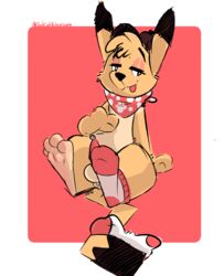 anthro balls clothing cosplay_pikachu feet footwear genitals male male_only nintendo penis pikachu pokémon_(species) pokemon sadcat16hrz socks solo toes video_games