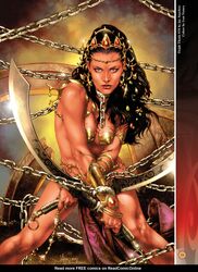 1girls a_princess_of_mars barsoom black_hair blue_eyes bondage bound_wrists bracelet captured chained chains collar defeated dejah_thoris enslaved_royal fit_female gold_pasties hair_jewelry hair_ornament holding_weapon ivan_nunes jay_anacleto john_carter_of_mars leash loincloth official_art pasties pelvic_curtain royalty shackles slave slave_collar sword