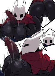 1boy 1girls anthro anus areolae big_breasts big_penis breasts cape cloak hollow_knight hornet_(hollow_knight) horu huge_breasts huge_cock incest large_breasts nipples paizuri penis precum protagonist_(hollow_knight) pussy pussy_juice red_cape siblings size_difference small_but_hung smaller_male titfuck white_background