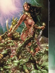 1girls 4_arms a_princess_of_mars barsoom black_hair captured defeated dejah_thoris dual_wielding enslaved_royal fit_female green_martian green_skin holding_knife holding_weapon hourglass_figure imminent_rape ivan_nunes jay_anacleto john_carter_of_mars knife large_breasts larger_male long_hair martian monster multi_arm multi_limb multiple_monsters official_art red_eyes royalty size_difference slave smaller_female voluptuous