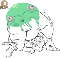 1girls anal anus ass bent_over breasts breath_of_the_wild butt chuchu female gerudo high_heels inflation monochrome naked_footwear pointy_ears pussy slim2k6 slime slime_inflation the_legend_of_zelda urbosa