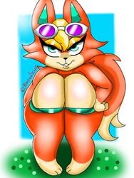 2021 alternate_breast_size animal_crossing animal_crossing_new_horizons anthro anthrofied audie_(animal_crossing) big_ass big_breasts blazedscarf breasts cleavage furry furry_breasts nintendo shortstack thick_thighs thighs wide_hips wolf