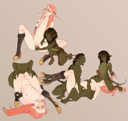 1boy 2020 2girls anal anal_sex arms_behind_back arms_tied black_hair boots boots_only cunnilingus dark-skinned_male elf elf_ears elf_female faceless_male facesitting fingering goblin goblin_female goblin_male green_skin hair_pull hair_pulling kiri_(psychotey) light-skinned_female long_ears male_penetrating_female mff millie_(psychotey) nonconsensual original_character original_characters petite pointy_ears psychotey rape red_hair siblings size_difference skinny straight striped_skin striped_tail threesome twins white_strand_of_hair yuri