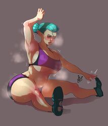 1girl 1girls ass big_ass big_breasts big_butt blue_eyes blue_hair commission disney disney_channel disney_xd exercise female female_only large_ass milf odalia_blight pale-skinned_female pale_skin smooth_skin solo sweat the_owl_house working_out workout_clothes yapan48