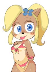 1girls anthro bikini breasts coco_bandicoot crash_(series) cute fur furry solo string_bikini tongue_out uyu