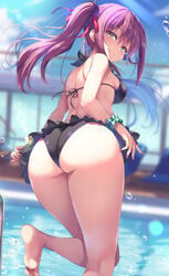 amasawa_ichika barefoot big_ass big_butt bikini blue_eyes blush classroom_of_the_elite feet female female_only foot_fetish pool purple_hair small_breasts smirk thick thick_ass thick_legs thick_thighs tomose_shunsaku topless youkoso_jitsuryoku_shijou_shugi_no_kyoushitsu_e