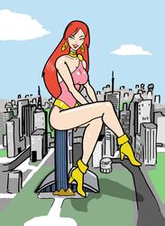 1girls bare_legs commission dc_comics dcau doris_zeul giantess giganta inspector97 justice_league justice_league_unlimited red_hair solo solo_female supervillain wonder_woman_(series)