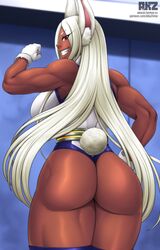 1girls akazlime ass big_ass big_butt bunny_ears eye_contact female long_hair looking_at_viewer looking_back miruko my_hero_academia red_eyes rumi_usagiyama solo standing thick_thighs thighs