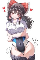 1girls mikan7f reimu_hakurei seductive swimsuit tagme touhou