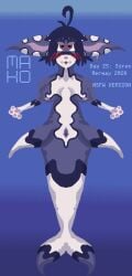 anthro aquatic big_ears blep blush breasts canid cetacean ear_piercing ear_ring female fin fish fish_tail genitals hi_res kemono makohyperion mammal marine_mammal merfolk merfur piercing presenting presenting_vulva purple_body ring_piercing siren smile smiling_at_viewer split_form tongue tongue_out vulva