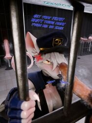 3d_(artwork) absurd_res angry animal_genitalia animal_penis annoyed anthro blender_(artwork) bodily_fluids breasts cleavage clothed clothing cum cum_on_penis dialogue digital_media_(artwork) duo equine_genitalia equine_penis faceless_character faceless_male female foreskin fur genital_fluids genitals hi_res human humanoid_genitalia humanoid_penis inside male male/female mammal murid murine musk officer_flint_(foresttherotten) penis penis_on_face prison pubes rat rodent tail teknotyk text through_bars watermark white_body white_fur