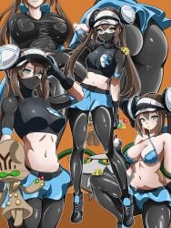 1girls alternate_costume ass beheeyem blue_eyes bra brainwashed breasts brown_hair bzurrf colored corruption crop_top enemy_conversion ferrothorn gamefreak hair_buns hypnotized joltik large_ass large_breasts leather_clothing leggings mind_control multiple_views navel nintendo pokeball pokemon pokemon_bw2 rosa_(pokemon) salute shirtless skirt tagme team_plasma tight_clothing twintails visor visor_cap