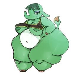 animal_crossing areola_slip big_belly bottomless breasts elephant fat female fur huge_ass huge_thighs nintendo opal_(animal_crossing) seynsin_(artist) thick_thighs video_games wide_hips