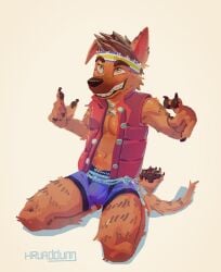 1boy 2026 2d artist_request bulge digital_media dreamworks forgotten_island furry furry_only male male_only raww_(forgotten_island) solo weredog
