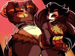 2boys anthro arms_up ass avian bent_over big_ass bubble_butt clothing crop_top daisy_dukes demon fat_ass femboy furry furry_only gay grinding hands_behind_head helluva_boss huge_ass large_ass male male_only nathanatwar original original_character reptile shirt shorts stolas_(helluva_boss) thick_ass thick_thighs thunder_thighs twerking whateverdoes wide_hips yaoi