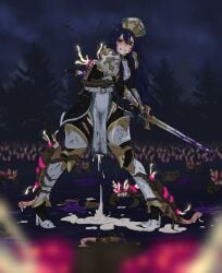 absurdres armor blue_hair bug commentary_request cum cum_in_pussy cum_overflow he_niunai highres impregnation insectophilia kivia_patausche loincloth rape sex_with_insects torn_clothes unwanted_creampie yuushakei_ni_shosu zoophilia