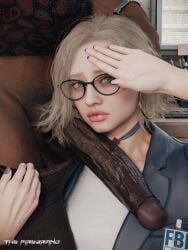 1boy 1girls 2026 3d 3d_(artwork) 3d_render balls biohazard blonde blonde_female blonde_hair capcom choker clothed clothed_female cute cute_face dark-skinned_male dark_penis dark_skin earrings fbi_agent fbi_badge glasses grace_ashcroft hand_on_head hoop_earrings huge_cock huge_penis imminent_oral interracial interracial_couple kneeling kneeling_female kneeling_oral_position large_eyes large_penis light-skinned_female light_skin looking_at_viewer partially_clothed partially_clothed_male penis pulling_down_pants resident_evil resident_evil_9:_requiem spade_choker submissive submissive_female the_firebrand thick_penis veiny_penis watermark