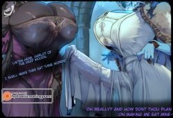 2026 2d 2girls absurd_res absurd_resolution absurdres ai_generated alternate_breast_size bandai_namco big_breasts blue_hair blue_skin breasts bulge cleavage cloak colored_skin comic covered_nipples cracked_skin dark_skin doll_joints dress elden_ring elden_ring_nightreign english_text erection erection_under_clothes extra_arms extra_faces fromsoftware fur_cloak futanari gigantic_breasts hat head_out_of_frame hi_res high_quality high_resolution highres huge_breasts huge_penis huge_testicles hydraulicmatingpress image joints large_hat large_penis long_hair multiple_girls patreon patreon_logo patreon_username penis ranni_the_witch recluse_(nightreign) uncensured veins watermark white_dress witch_hat