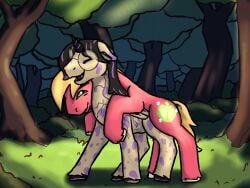 abdominal_bulge big_macintosh_(mlp) cutie_mark equid equine eyes_closed eyewear fan_character feral friendship_is_magic from_behind_position glasses hasbro hi_res horse looking_at_another looking_pleasured male male/male mammal mounting my_little_pony phantasmal_pen pony ravenfangs scar sex smile spots wearing_glasses