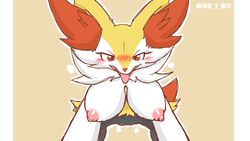 anthro big_breasts bodily_fluids braixen breasts canid canine female first_person_view genital_fluids genitals hi_res looking_at_viewer mammal ne_i_ro nintendo pokémon_(species) pokemon pokemon_(species) pussy pussy_juice smile solo steam tongue tongue_out video_games