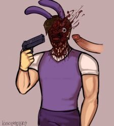 1boy blood blood_on_face blood_on_penis bloody_clothes death disembodied_penis gore gun guro humanization humanized jax_(tadc) jax_(the_amazing_digital_circus) kinkysoldiers snuff suicide the_amazing_digital_circus