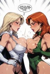 2girls big_ass big_breasts big_thighs breasts breasts_bigger_than_head curvaceous curvy curvy_figure female hips huge_ass huge_breasts huge_thighs large_ass large_breasts large_thighs light-skinned_female light_skin mature mature_female milf slim_waist thick thick_hips thick_legs thick_thighs thighs voluptuous waist wide_hips marvel marvel_comics marvel_rivals emma_frost x-men mutant mutant_(marvel) white_queen hellfire_club fogofrost500 ai_generated jean_grey phoenix_(x-men) marvel_girl red_hair yuri breasts_to_breasts breasts_against_breasts