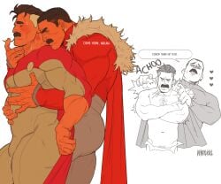 bara cover_them_up_slut daddy dilf gay invincible invincible_(tv_series) male male_only moustache muscular muscular_male nolan_grayson omni-man precum precum_through_clothing thragg ventiskull viltrumite