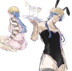 bunny lingerie ass male_ass blue_lock michael_kaiser solo_focus solo_male bunnysuit butt